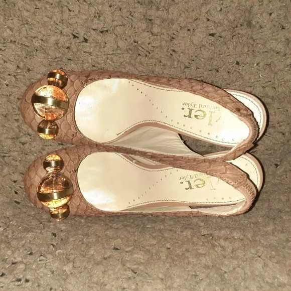 RICHARD TYLER-Vintage-Riesling Reptile Beaded Brown High Heel-SZ6.5/7-Excellent - Picture 6 of 7